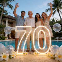 Enseignes néon LED en acrylique de 2 et 3 pieds, chiffres décoratifs pour anniversaires 30, 40, 50, 60, 70 ans