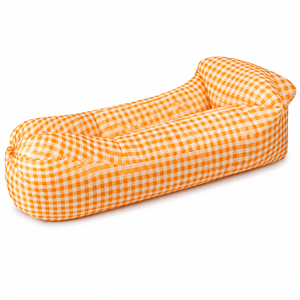 Современный минималистичный надувной диван-кровать с клетчатым дизайном для улицы, желто-белый, складной, портативный, однотонный, для кемпинга - Product Image 3