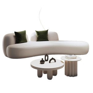 Sofá Curvo 403 de Lana de Cordero Crema, Esponja de Alta Densidad, Sofá de Oficina Cómodo con Patrón Abstracto - Product Image 5