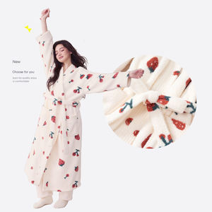 SUNHOME-Bata de lana gruesa con estampado de fresa para Otoño e Invierno - Product Image 2