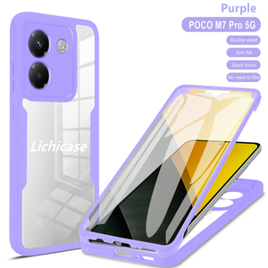 Lichicase Anti huellas dactilares marco colorido cobertura completa accesorio móvil para Xiaomi Poco M7 cubierta trasera transparente - Product Image 6