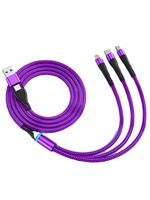 Kabel Pengisian Cepat 3-in-2 100W 6A PVC/TPE Langsung dari Pabrik untuk Ponsel, Komputer, Power Bank, Earphone (Micro USB Tipe C)