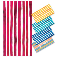 Wholesale Ultra-fine Fiber Striped Beach Towels Heat Transfer Beach Towels Quick-drying Swimming Towels Sand-free