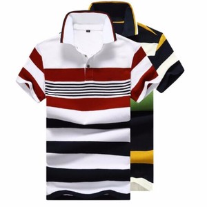 เสื้อโปโลสำหรับผู้ชายเสื้อยืดแขนสั้นมีปกปกลายทางลำลองแขนสั้นผ้าคอตตอ<span class=keywords><strong>น</strong></span> - Product Image 4