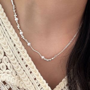 Collar de plata de ley S925 con perlas naturales de agua dulce para mujer, para uso diario. - Product Image 1