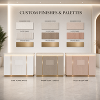 Comptoir de réception de salon personnalisé en MDF de luxe avec éclairage LED et design durable pour utilisation commerciale à l'accueil