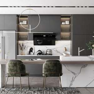 Modern Acrylic Sheet Beige Color Kitchen <b>Cabinets</b> Small Furniture Whole Set Mobile Home PVC Cuisine Unit PU Kitchen <b>Cabinets</b> - Product Image 6