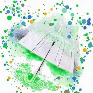 Parapluies promotionnels transparents personnalisés en gros, semi-automatiques, avec tube en fer, design minimaliste, cadeaux d'affaires colorés en POE - Product Image 3