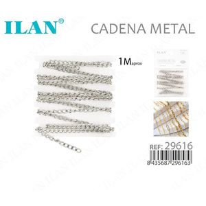Catena in metallo ILAN, circa 1 metro, colore argento, per la creazione di gioielli - Product Image 1
