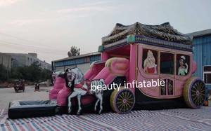 Château gonflable combiné de carrosse de princesse de PVC commercial Moonwalk <span class=keywords><strong>maison</strong></span> pleine d'entrain château sautant certifié CE garantie de 3 ans - Product Image 2