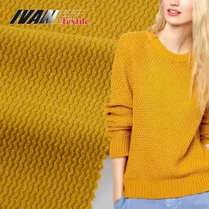 Mode pullover gestrickt hacci gelb Waffel Polyester Rayon Jersey Stoff für Kleidungs stück