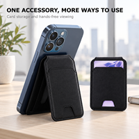 Portefeuille magnétique pour téléphone en cuir PU, support pliable détachable avec 3 emplacements pour cartes, multifonction, logo personnalisé, vente en gros