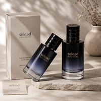 Flacon de parfum rechargeable personnalisé avec boîte cadeau 30ml 50ml Emballage de parfum en verre bleu dégradé