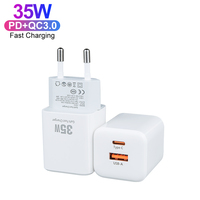 Mini chargeur 35W avec certification CE, RoHS, FCC, type C, charge super rapide pour Samsung, pour ordinateur portable, adaptateur de chargeur secteur USB C de voyage