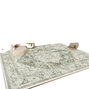 Tapis de chevet moderne géométrique à poils ras de style américain de 10 mm, personnalisé, en polyester, pour table basse, lavable à la main, fabriqué à la machine, en PVC - Product Image 1