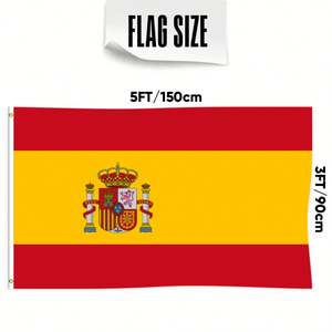 Drapeau espagnol personnalisable 3x5 pieds, simple face, style fanion, pour bannières nationales et drapeaux d'exposition, imprimé sur commande - Product Image 2
