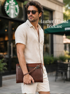 Housse en cuir de vachette portable avec poche intégrée pour téléphone et porte-stylo pour <span class=keywords><strong>iPad</strong></span> <span class=keywords><strong>Pro</strong></span> <span class=keywords><strong>11</strong></span>, sac de rangement pour journal B5 - Product Image 2