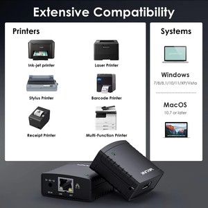 เซิร์ฟเวอร์พิมพ์ <span class=keywords><strong>Wavlink</strong></span> <span class=keywords><strong>USB</strong></span> 2.0 LRP แชร์เครื่องพิมพ์ผ่านเครือข่าย LAN อีเธอร์เน็ต อะแดปเตอร์จ่ายไฟ <span class=keywords><strong>USB</strong></span> HUB เซิร์ฟเวอร์พิมพ์เครือข่าย 100Mbps สำหรับสหรัฐอเมริกา - Product Image 5