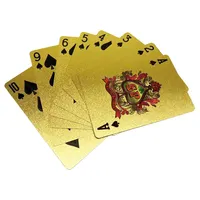 Su misura di alta qualità 24k placcato dubai oro impermeabile poker carte da gioco in oro carte da gioco personalizzate con la scatola
