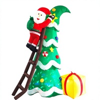 TinyAngel Stock: Décorations de Noël Gonflables pour Extérieur, Père Noël et Échelle pour Décorations de Fête
