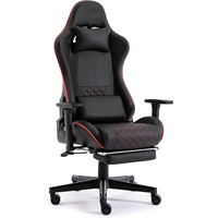 Chaise de jeu AJUNION 3D avec accoudoirs, appui-tête et soutien lombaire en cuir PU, dossier haut ergonomique avec repose-pieds