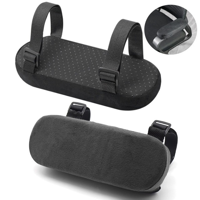 Home Office Memory Foam Chair Armrest Pad Elbow Support Pillow with Adjustable Elastic Strap