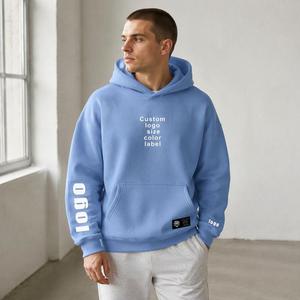Sudadera con logo bordado personalizado en la espalda, color sólido, estilo casual urbano, unisex, tejido grueso de felpa francesa. - Product Image 2
