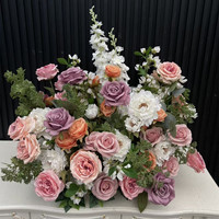PPS Vente en gros de chemin de table en soie personnalisé, arrangement floral artificiel romantique rose et violet, centre de table pour décoration de mariage