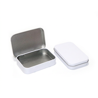 Boîte en étain rectangulaire blanche miniature personnalisée avec couvercle à charnière pour l'emballage de menthe en gros, fabricant OEM ODM