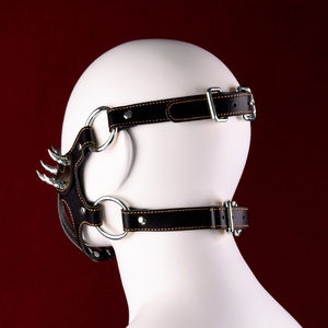 Máscara Facial de Cuero Sexy con Colmillos Metálicos Dorados o Plateados, Máscara de Bondage Fetiche para Parejas, Juegos de Rol SM - Product Image 6