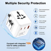 Worldplug All-in-One 20W PD Pengisi Daya Cepat Universal World Plug 2 Port Tipe-C Adaptor Perjalanan Internasional QC3.0 Laptop Ponsel