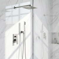 Ensemble de robinetterie de douche pluie dorée moderne et contemporaine en acier inoxydable SUS304, barre coulissante thermostatique, montage mural, garantie 5 ans, pour hôtel