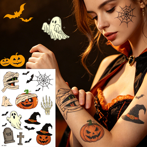 Autocollants de <span class=keywords><strong>tatouage</strong></span> de sang Halloween phosphorescents, imperméables, 3D, pour le corps et le visage, effet cicatrice, plaie, sanglant et effrayant - Product Image 3