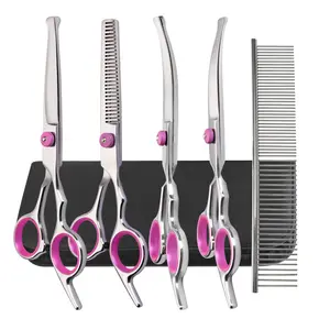 High Quality Professional 5pcs Set 6 Inch Stainless Steel Professional Dog Grooming Scissors Scissor Dog Grooming Tool
