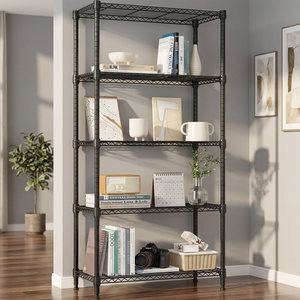Étagère de rangement en fil métallique noir à 5 niveaux, support de rangement sur pied pour cuisine, balcon, garage - Product Image 6