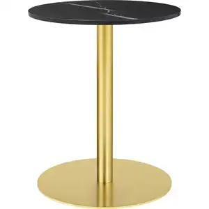 سطح طاولة دائرية من الرخام المصقول من Lifepursue قاعدة مطلية بالذهب سطح رخامي لأثاث المطاعم