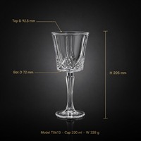 Verre à vin transparent VETRO 330ml 205mm à large ouverture, motif arqué découpé en pétales, pour hôtel, bar, restaurant, banquet