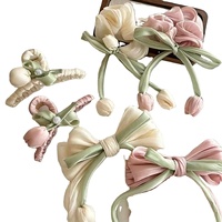 Ensemble de pinces à cheveux romantiques faites à la main en forme de tulipe, élégantes pinces à cheveux en tissu plissé, chouchous féériques pour femmes et filles, printemps-été