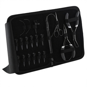 Premium Black Hair Extension Tools kit Cutting Mini Scissor Micro Link Bead Crimping Remover Pliers Scissors <b>clips</b> needle <b>hook</b> - Product Image 1