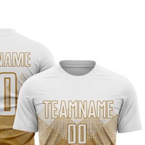 Camiseta de Fútbol de Manga Corta con Degradado Blanco Dorado, Transpirable, Ligera, de Secado Rápido, Ropa Deportiva de Alto Rendimiento para Equipos - Product Image 4