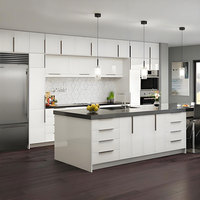 Meubles de cuisine en MDF blanc, armoires de cuisine modulaires importées avec étagères coulissantes