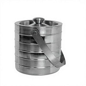 Stainless Steel Double Wall Ice Bucket Custom <b>Home</b> Party Metal Beer Insulation Double Wall Double Wall Ice Bucket Ribbed - Product Image 1