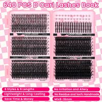 Kit d'extensions de cils pré-coupés segmentés en gros, style croisé, pour pose DIY, prix usine, marque privée, PBT 0.07mm, aspect naturel