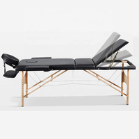 Table de massage portable professionnelle à 3 sections, lit de massage pliable en bois avec dossier réglable pour institut de beauté, spa, salon de tatouage