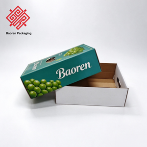 Caja de Regalo para Frutas Corrugada Impresa Personalizada con Ventana y Asa, Cartón de Embalaje para Uvas, para Empacar Frutas Frescas - Product Image 3