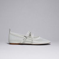 Damen Mesh Mary Jane Flats mit überkreuzten Ösen und Knöchelriemen, Schnallen-Ballettschuhe, atmungsaktive, durchsichtige Netz-Slipper zum Hineinschlüpfen