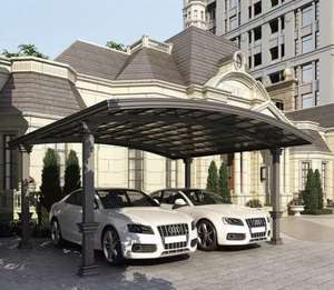 Abri <span class=keywords><strong>de</strong></span> voiture moderne en aluminium imperméable avec toit en polycarbonate pour le stationnement en extérieur - Product Image 6