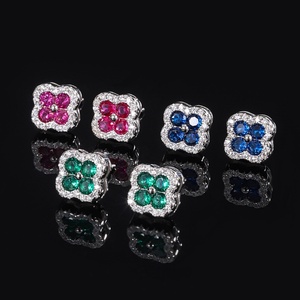 Minimalist Fashion Jewelry Eco-friendly Copper Micro Insert Pink Zircon Plain Daily Flower <b>Earrings</b> for Delicate Girls - Product Image 5