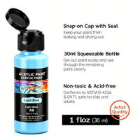 Peinture acrylique professionnelle 24 couleurs 30ml non toxique couleurs vives séchage rapide pour artiste toile