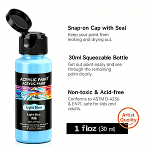 Peinture acrylique professionnelle 24 couleurs 30ml non toxique couleurs vives séchage rapide pour artiste toile - Product Image 2